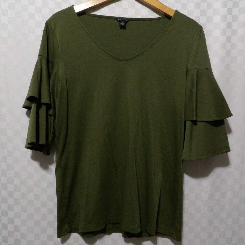 ANN TAYLOR Ruffly Sleeve Blouse | M